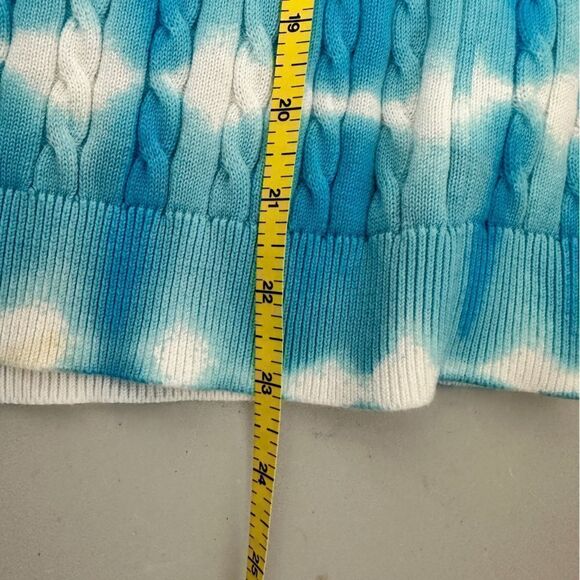 Talbots petite tie dye style sweater light bluish/turquoise stripe size SP - Picture 6 of 6